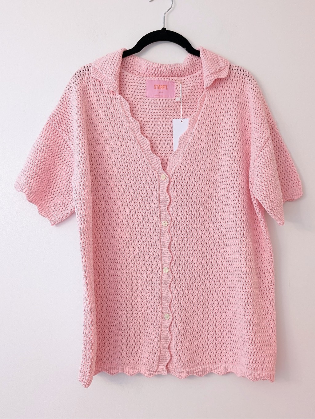 Starfit Nwt Pink Button-Up Knit Coverup Dress — image 2 of 6